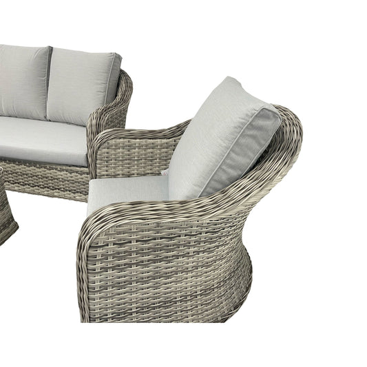 Toledo - Grey Rattan 3 Seater Sofa & 2 Chairs set with Coffee Table