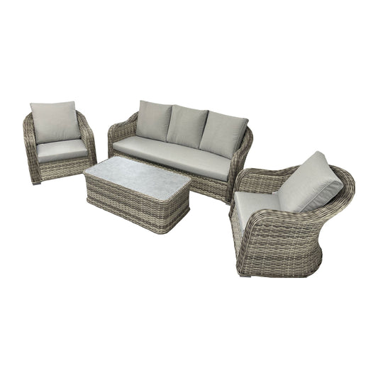 Toledo - Beige Rattan 3 Seater Sofa & 2 Chairs set with Coffee Table (01) - Nimbus Beds