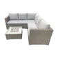 Granada - L-Shaped Brown Rattan Garden Sofa Set with Ice Bucket Table