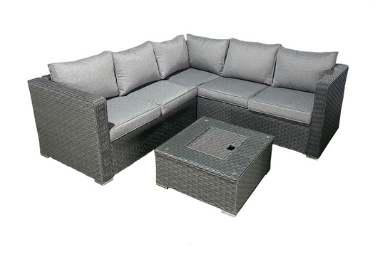 Granada - L-Shaped Grey Rattan Garden Sofa with Ice Bucket Table