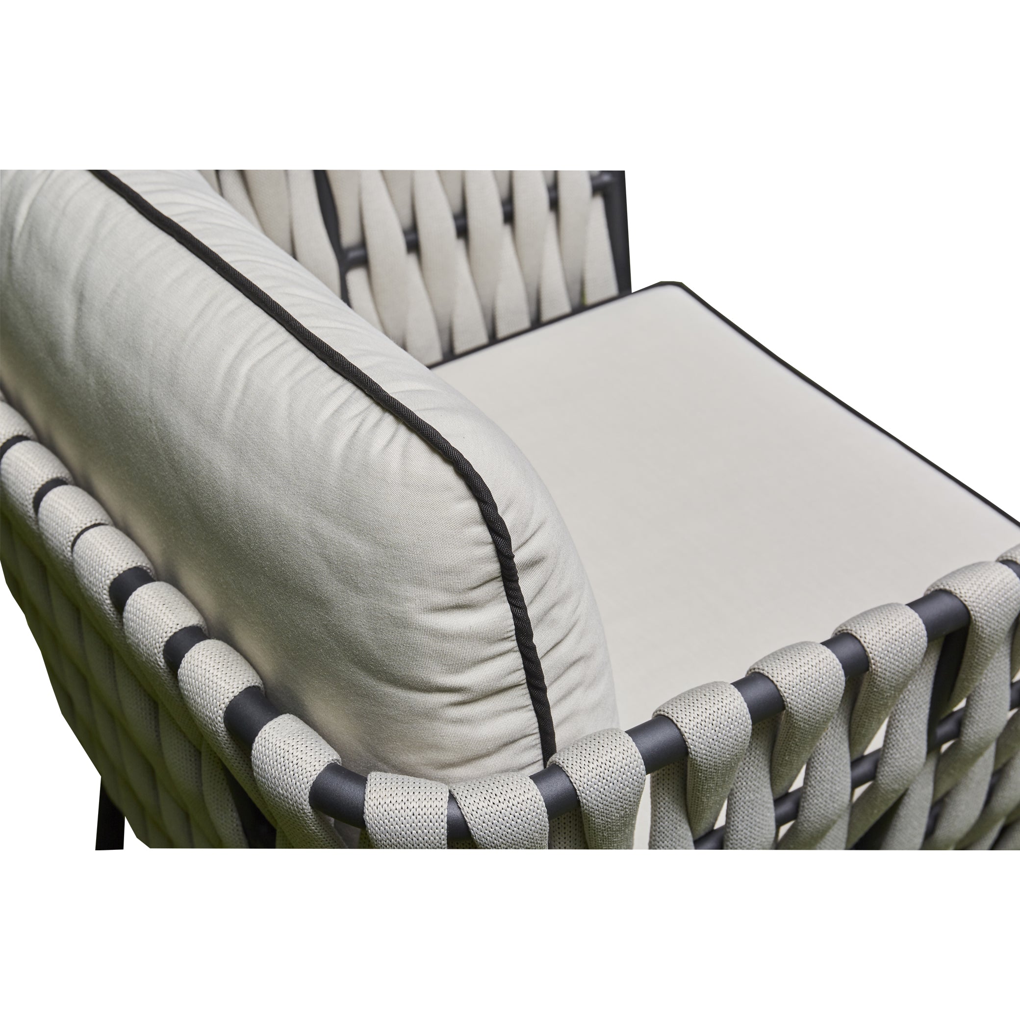 2026 Pinoso Aluminium & Rope Lounge Outdoor Garden Set Cream Beige with table - Nimbus Beds