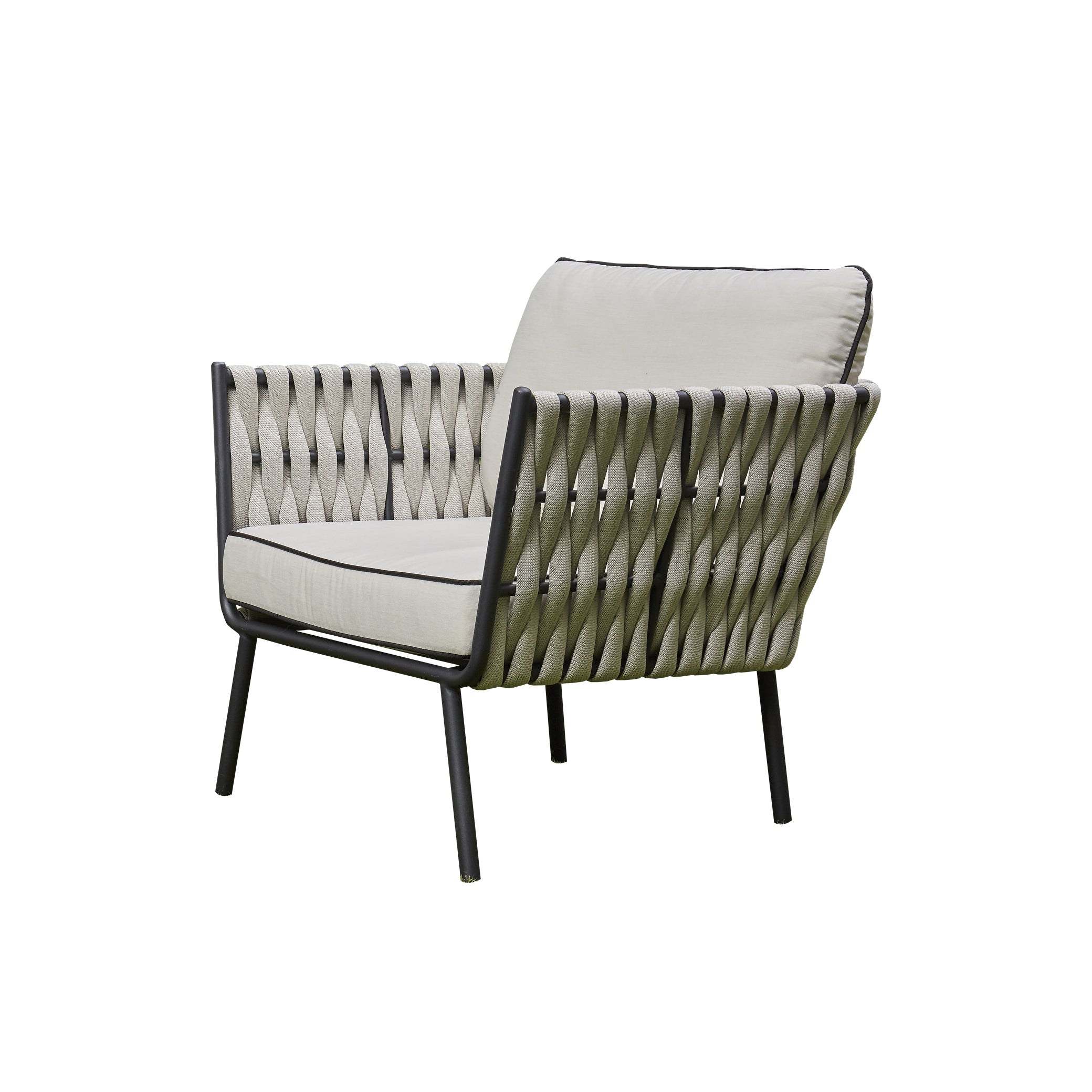2026 Pinoso Aluminium & Rope Lounge Outdoor Garden Set Cream Beige with table - Nimbus Beds