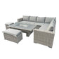 Barcelona - L-Shaped Luxury Rattan Patio Set with Rectangular Fire Pit Table