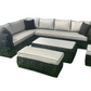 Castelleon - L-Shaped Luxury Rattan Patio Set with Rectangular Fire Pit Table