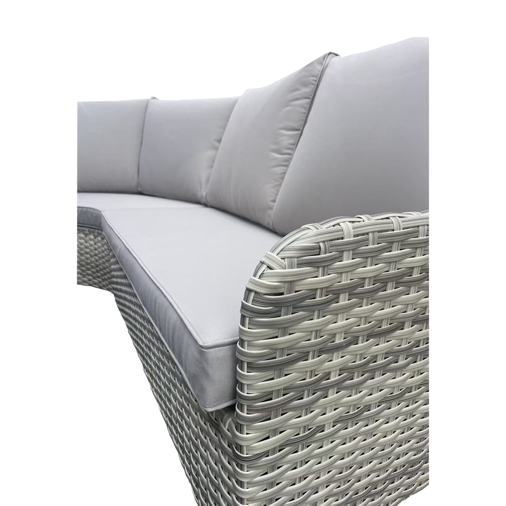 Almeria - L-Shaped Rattan Patio Set with Square Fire Pit Table