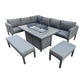 Malaga - Grey L-Shaped Luxury Rattan Patio Set with Rectangular Fire Pit Table