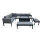 Malaga - Grey L-Shaped Luxury Rattan Patio Set with Rectangular Fire Pit Table