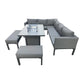Malaga - Grey L-Shaped Luxury Rattan Patio Set with Rectangular Fire Pit Table