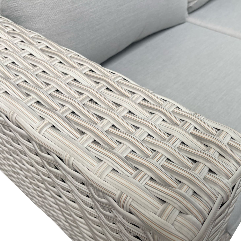 Barcelona - L-Shaped Luxury Rattan Patio Set with Rectangular Fire Pit Table