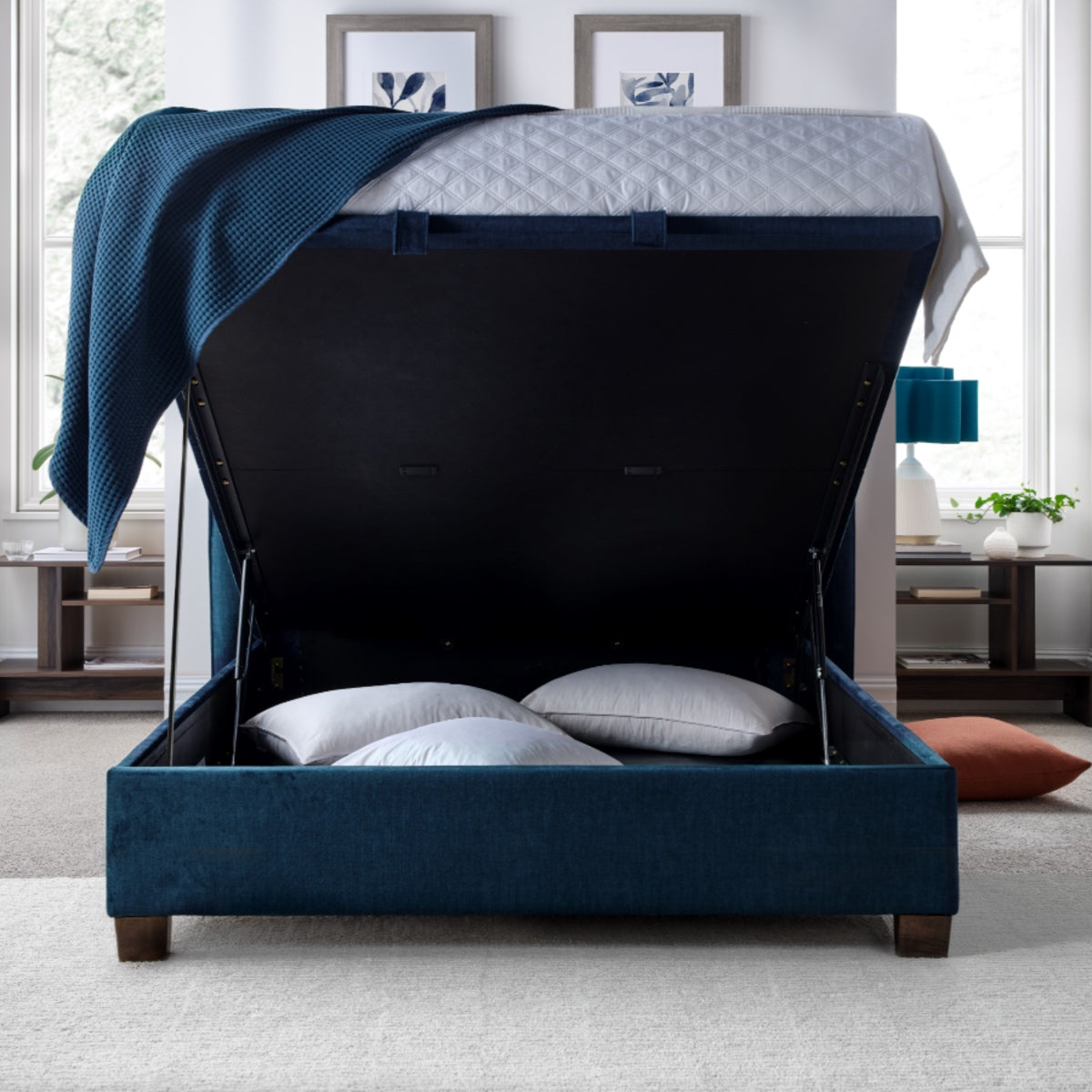 2026 Baxter Ottoman Storage Bed in Blue