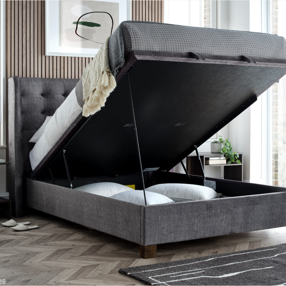 2026 Baxter Ottoman Storage Bed in Grey