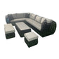 Castelleon - L-Shaped Luxury Rattan Patio Set with Rectangular Fire Pit Table