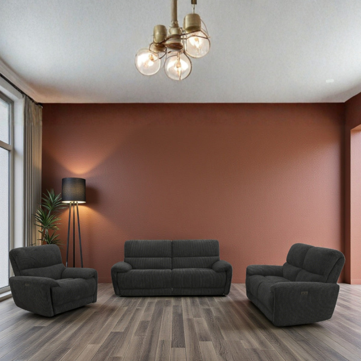2026 Carrie 3 Seater, 2 Seater & Chair Sofa In Midnight Black - Nimbus Beds