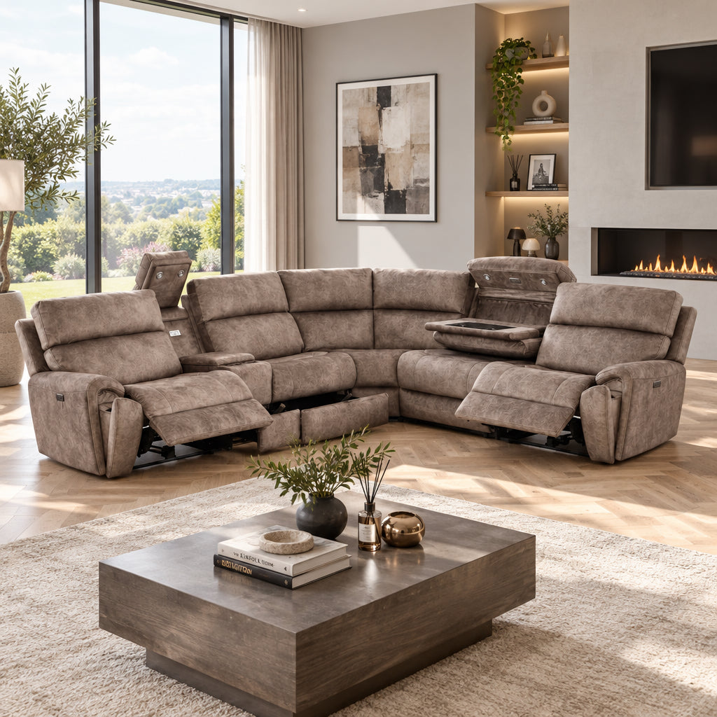 2026 Valerie Corner, 3 Seater, 2 Seater & Chair Sofa In Truffle - Nimbus Beds