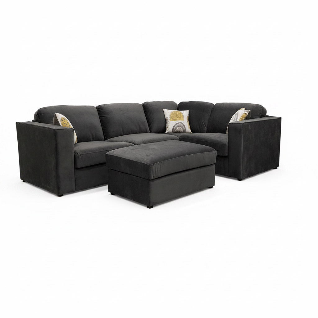 2026 Hamilton 4 piece Corner Sofa -  Steel - Nimbus Beds