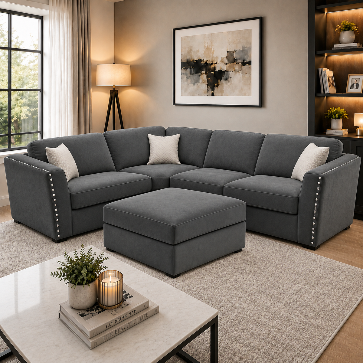 2026 Larkhall 4 piece Corner Sofa -  Silver