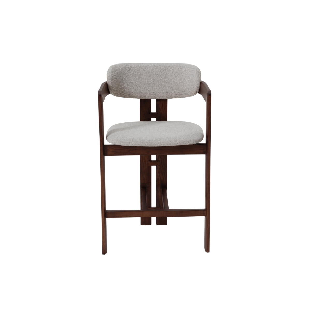 2026 ALUXO® Clara Walnut Dining Chair in Oatmeal Bouclé - Box of 2
