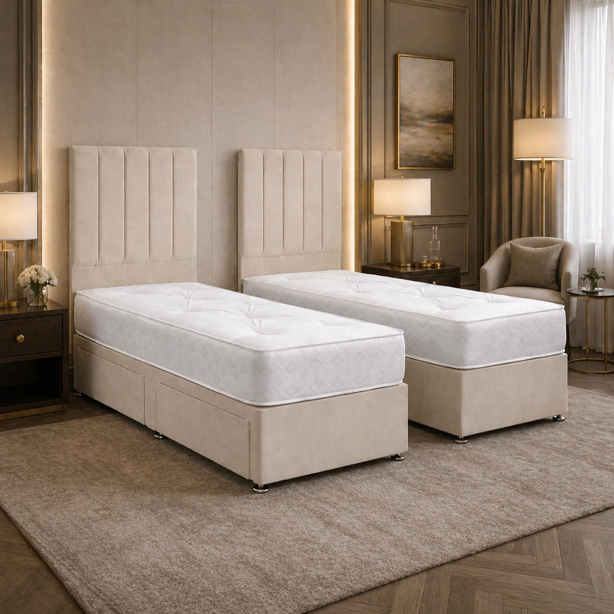 2026 Zip & Link Divan Beds with Headboards - Split and Join - Nimbus Beds