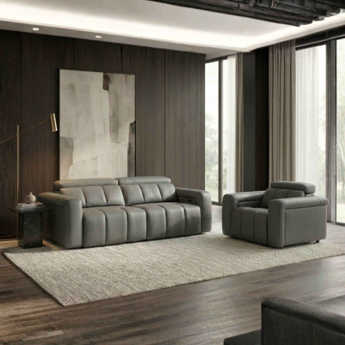 2026 Daniel 3 Seater & Chair Sofa  In Grey - Nimbus Beds