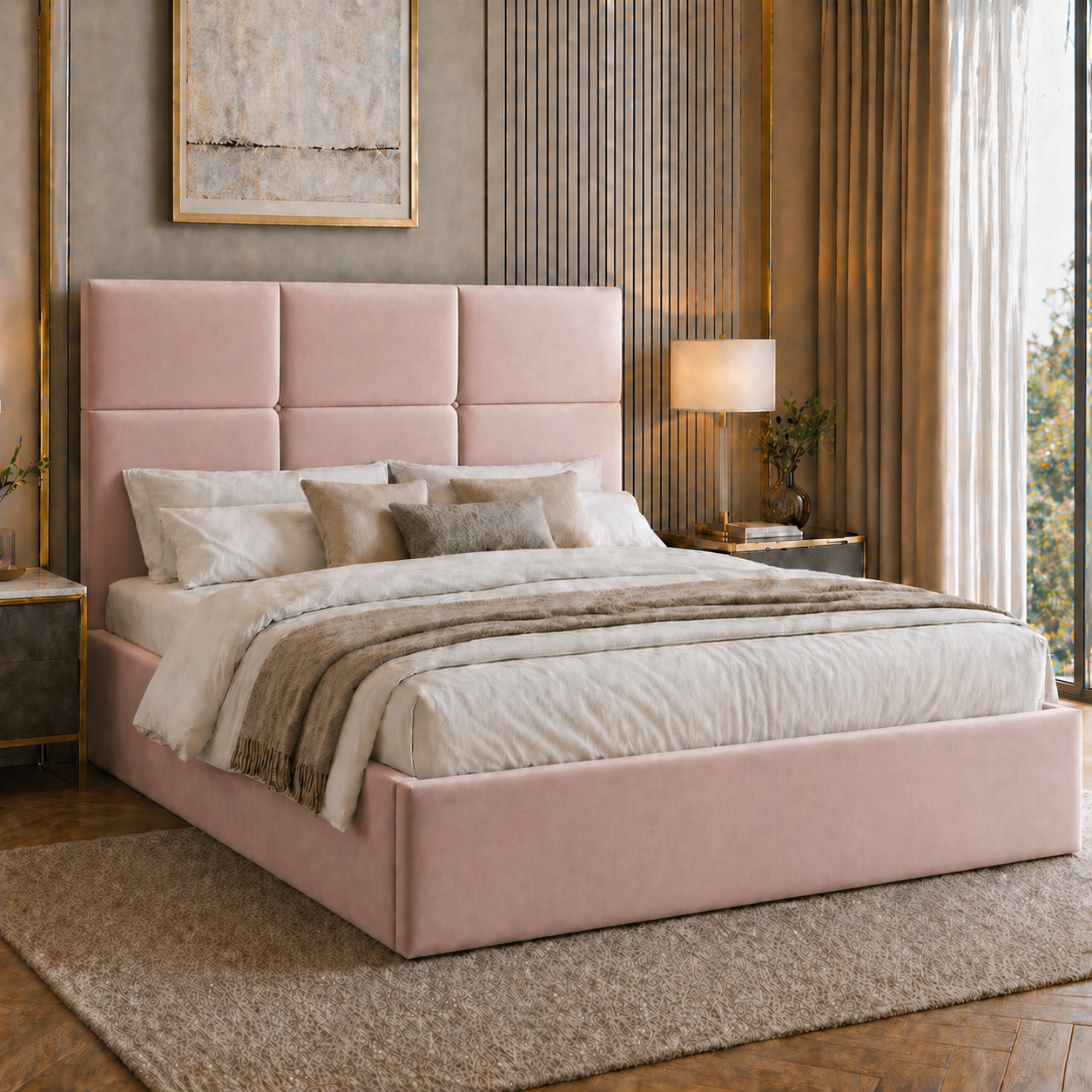 2026 Dorchester Buttoned Fabric Bed Frame with Optional Lift Up Ottoman Storage