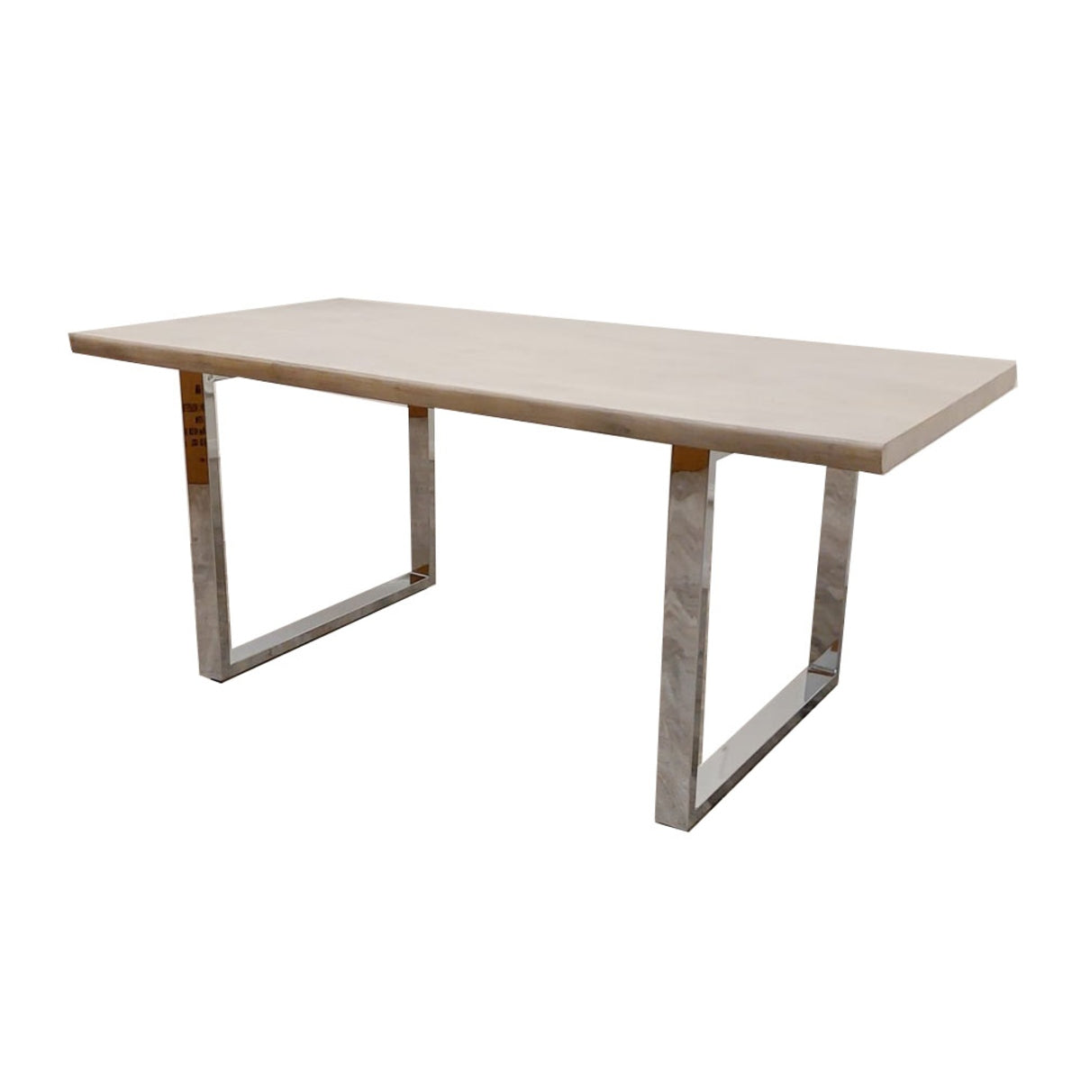 2026 Freya 1.8 Dining Table Solid Light Pine wood with Chrome Metal Legs