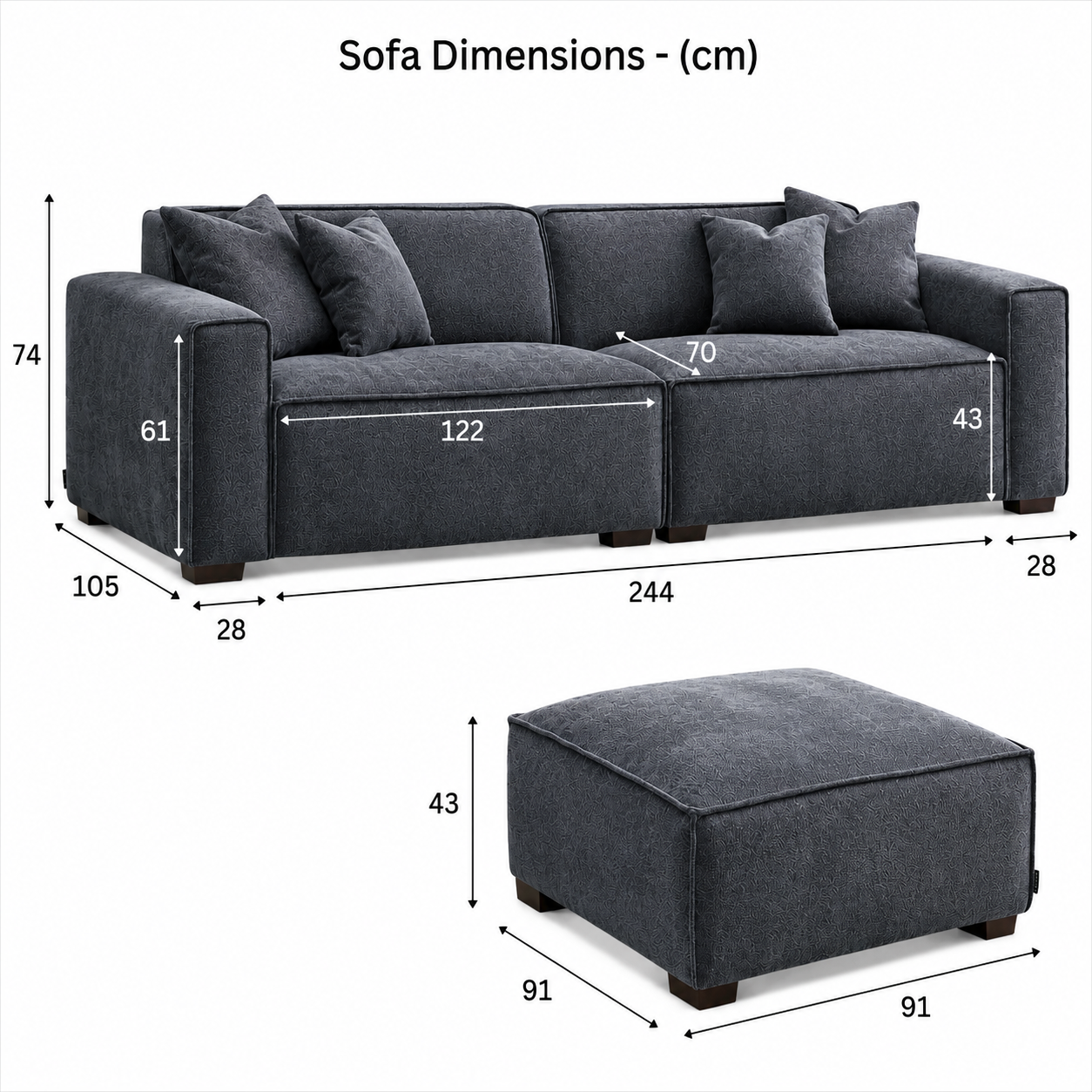2026 Dunkeld Corner Chaise Sofa - Midnight Boucle
