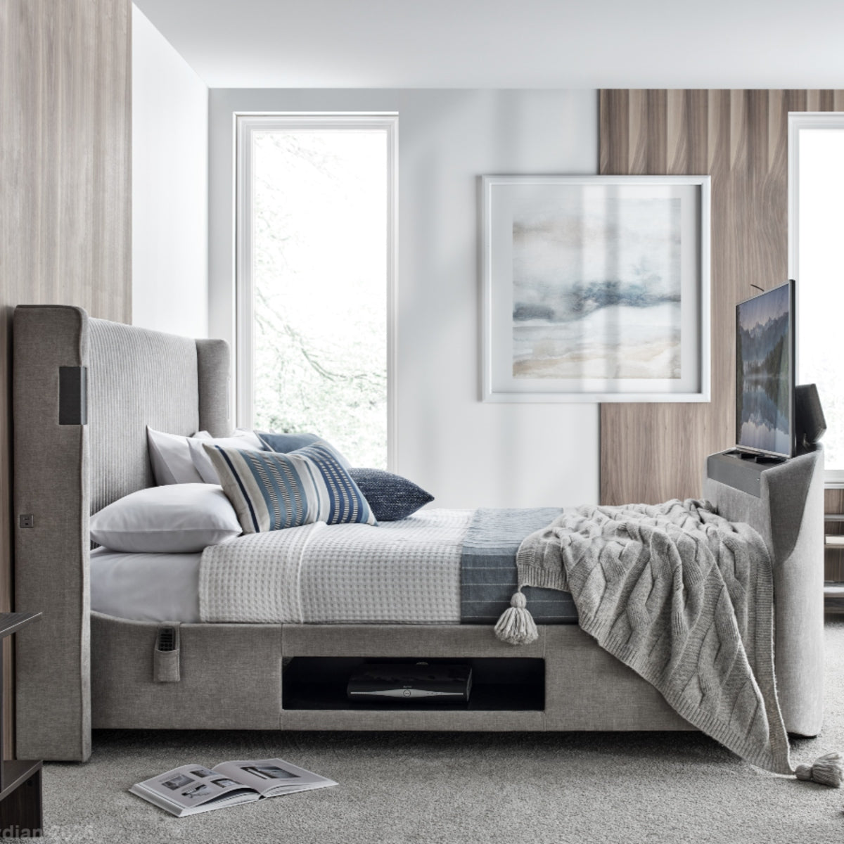 2026 Daphne TV Ottoman Storage Bed in Grey