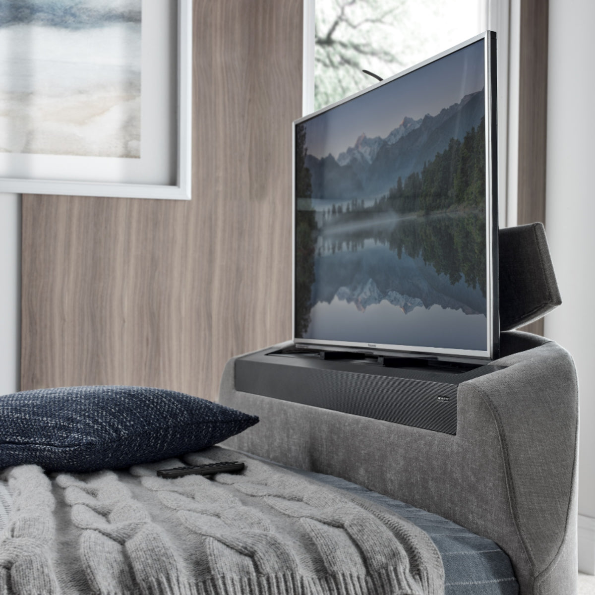2026 Daphne TV Ottoman Storage Bed in Grey