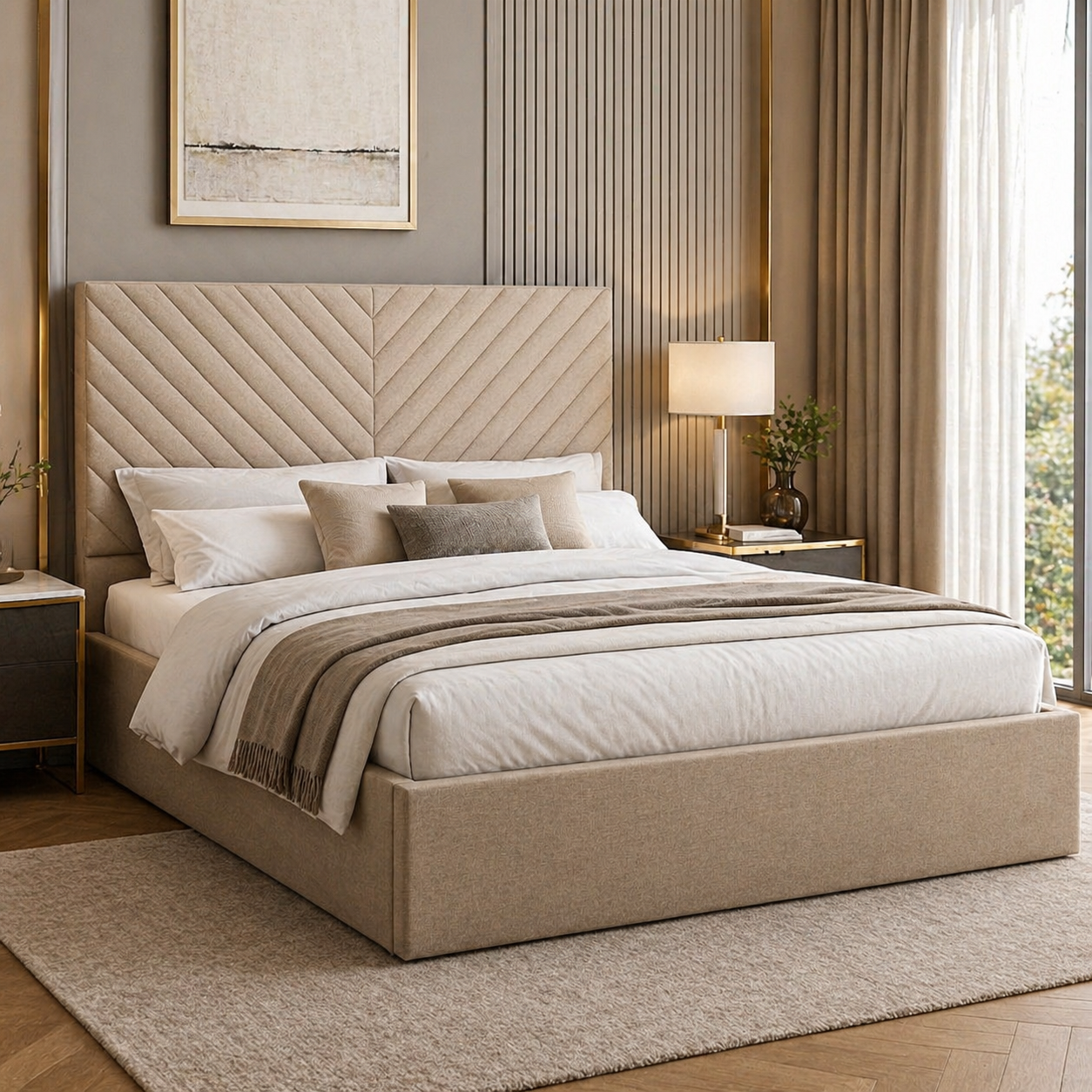 2026 Daniella Fabric Bed Frame with Optional Lift Up Ottoman Storage