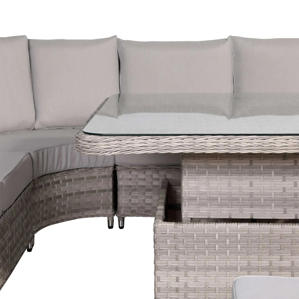 2026 Paris Round Outdoor Corner Sofa Set with Rising Glass top Table Garden Furniture - Nimbus Beds
