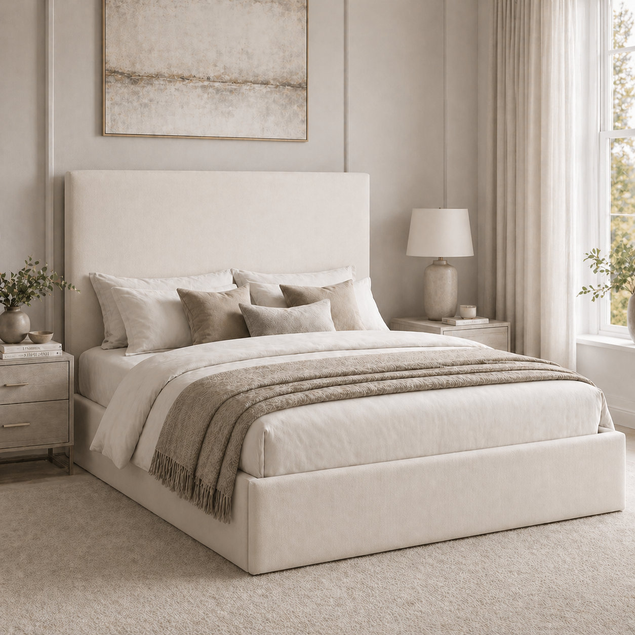 2026 One Panel Fabric Bed Frame with Optional Lift Up Ottoman Storage - Nimbus Beds