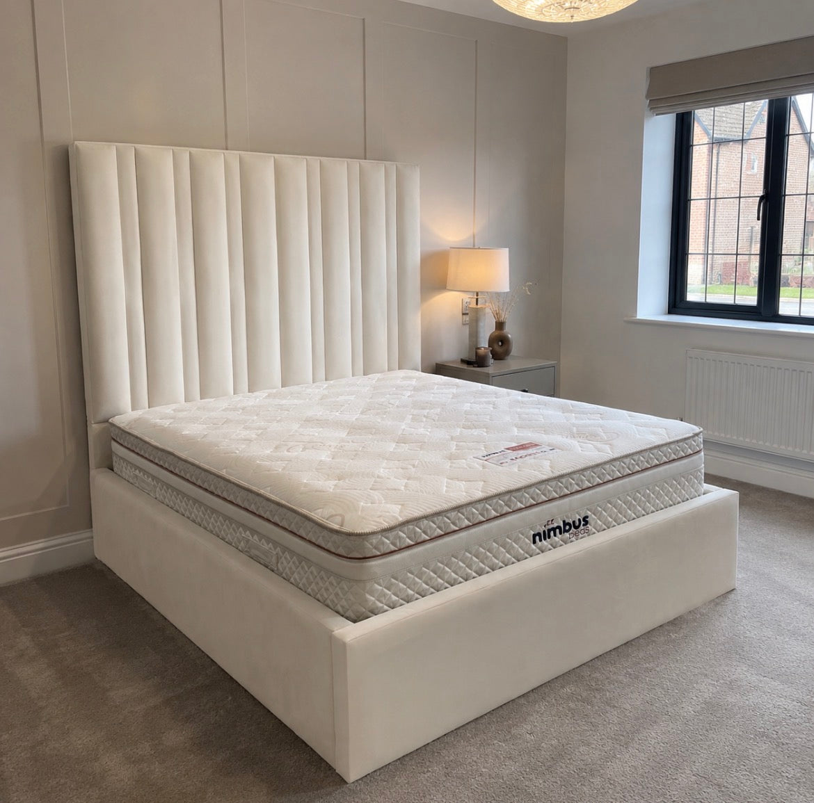 2026 Carlton Luxury Fabric Bed Frame with Optional Lift Up Ottoman Storage - Low 15” Footboard