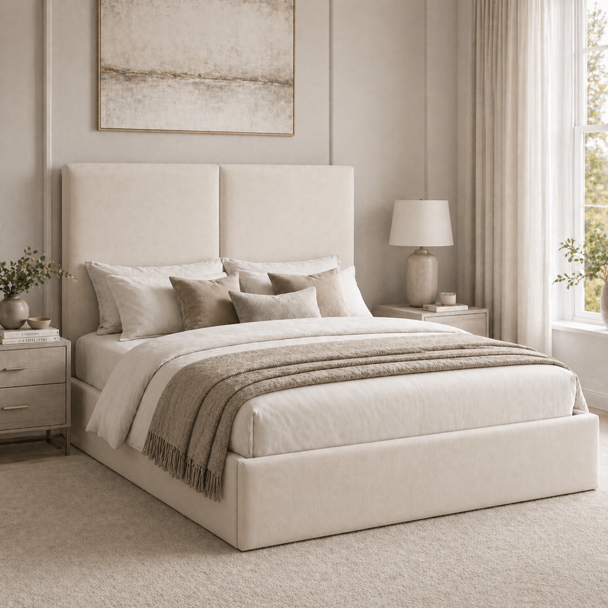 2026 Estepona Luxury Fabric Bed Frame with Optional Ottoman Lift Up Storage