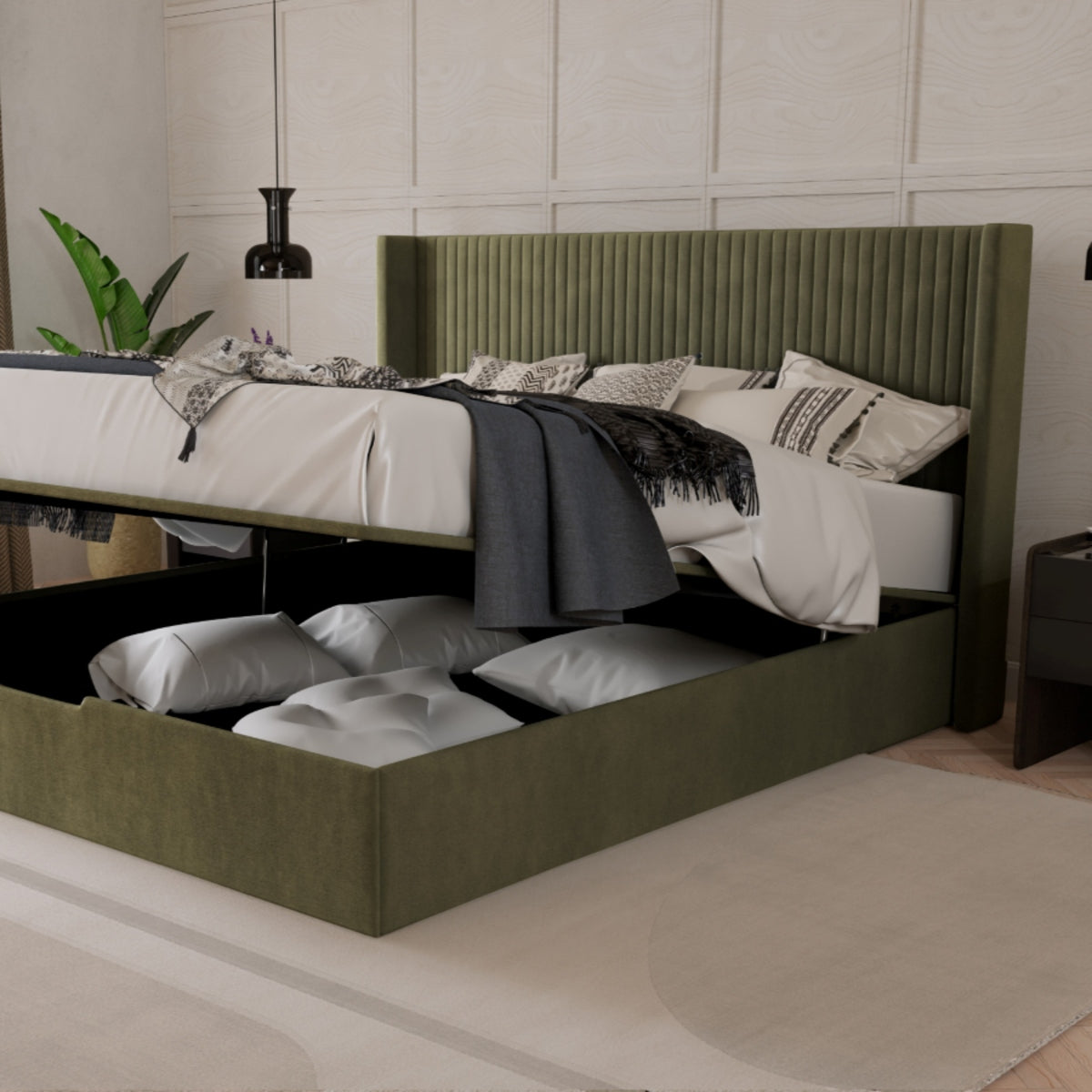 2026 Harvey Ottoman Storage Bed in Olive