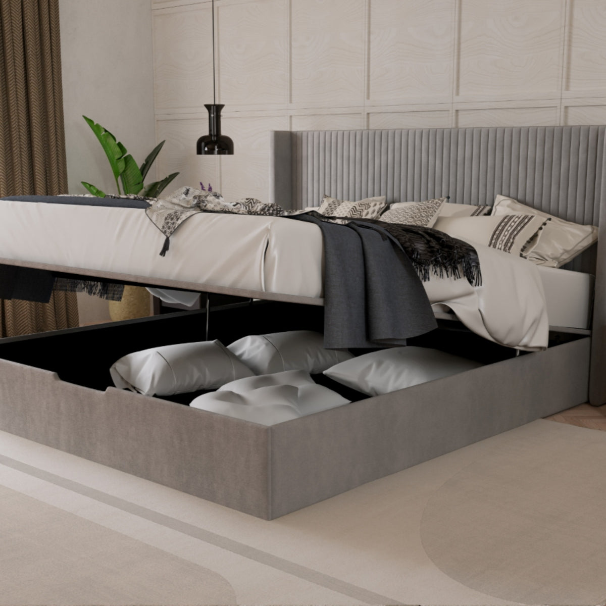 2026 Harvey Ottoman Storage Bed in Taupe