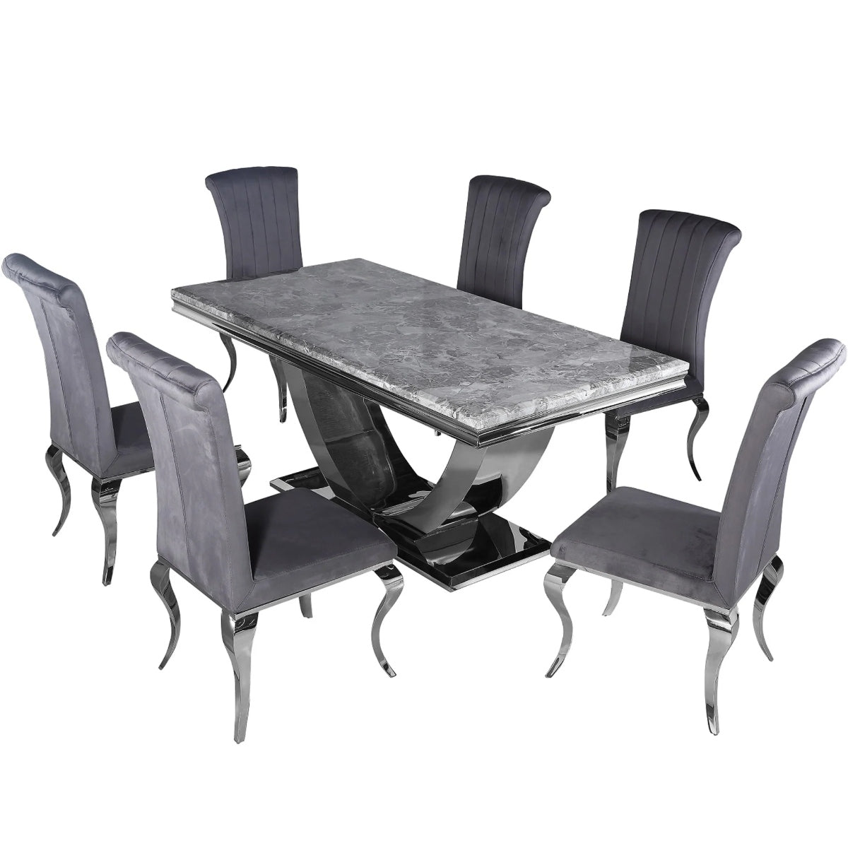 2026 Arial Dining Table in Light Grey Marble