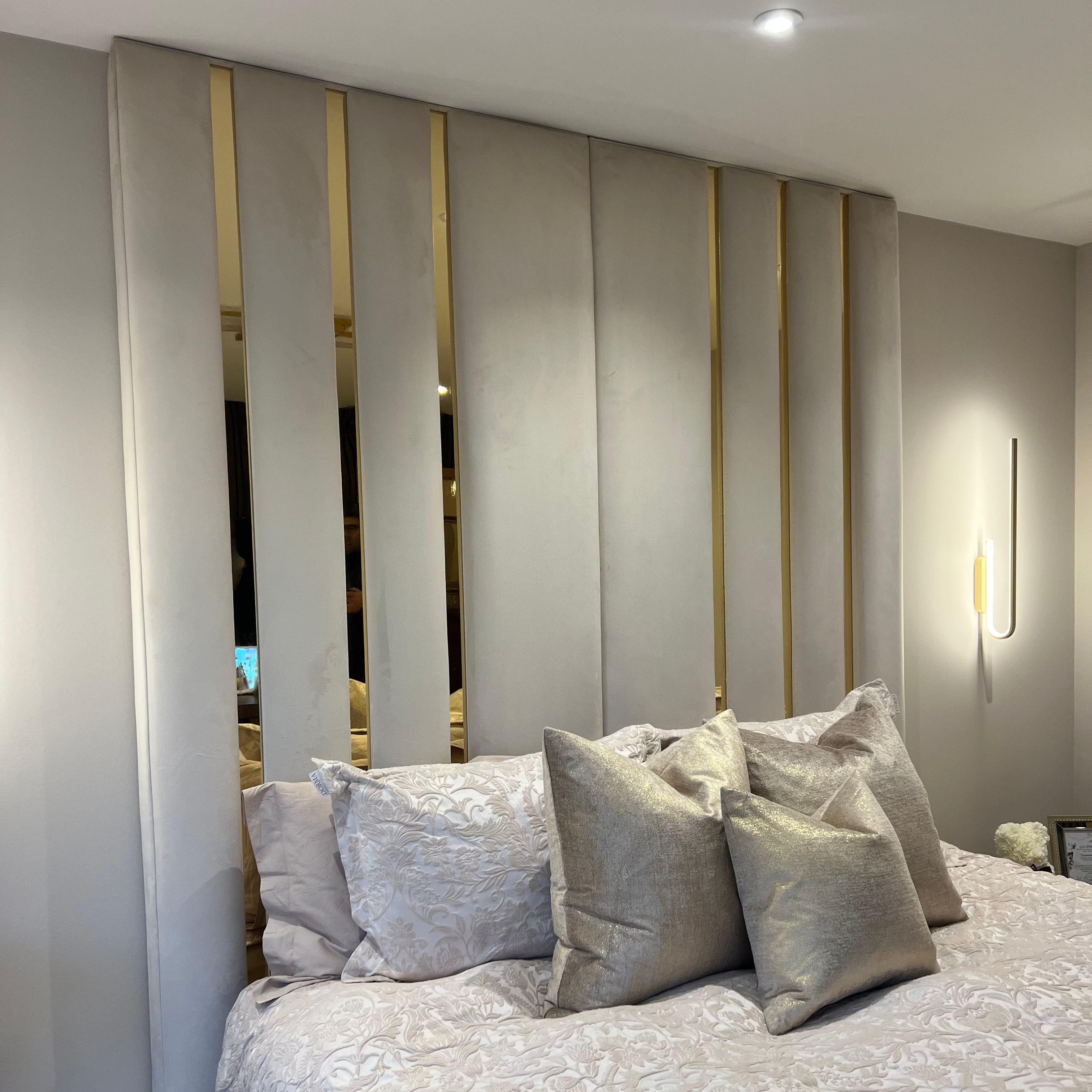 2026 Faraz Bed Frame with Gold Mirror Panels with Optional Lift up Ottoman Storage - Nimbus Beds