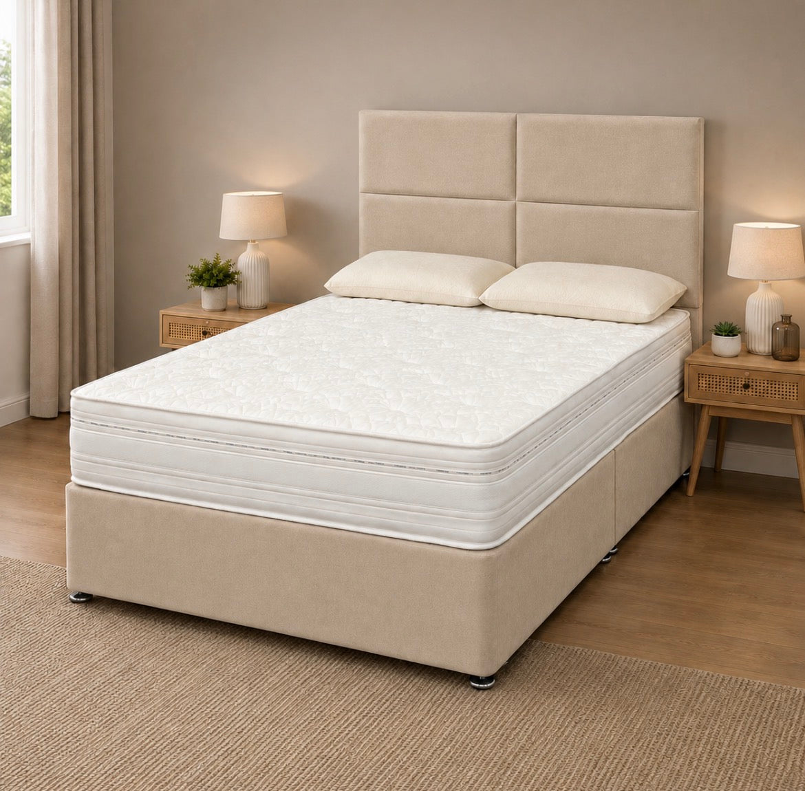 2026 Emma Panelled Storage divan Bed with Optional Drawers