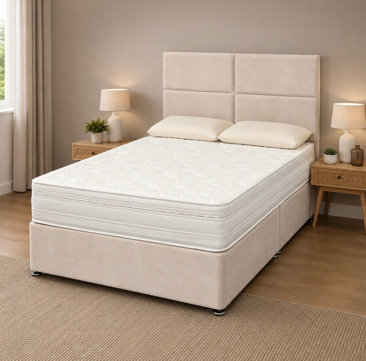 2026 Emma Panelled Storage divan Bed with Optional Drawers