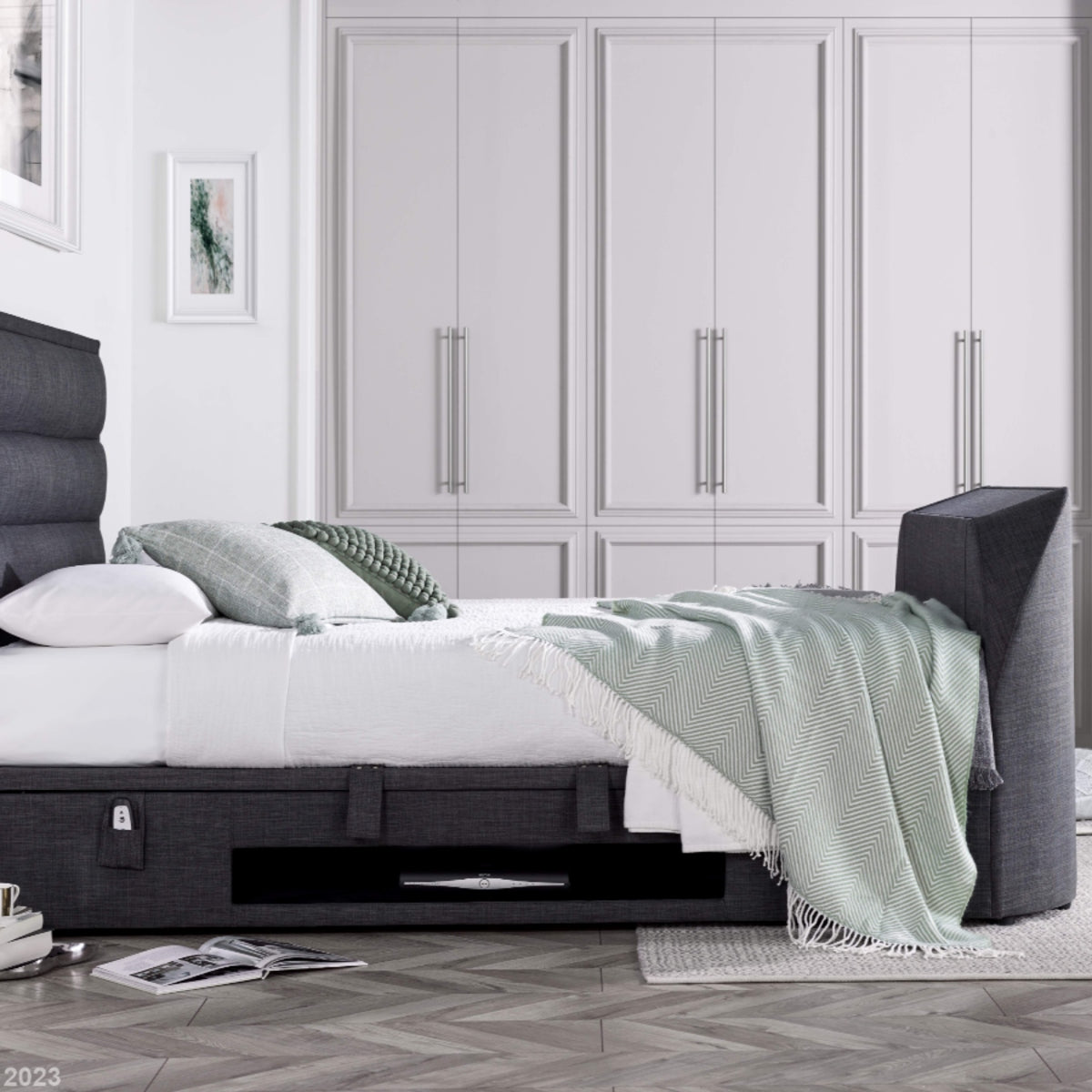 2026 KYRA TV Ottoman Storage Bed in Slate