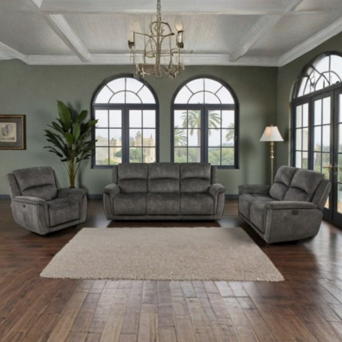 2026 Maeve 3 Seater, 2 Seater & Chair Sofa In  Mosaic Grey - Nimbus Beds