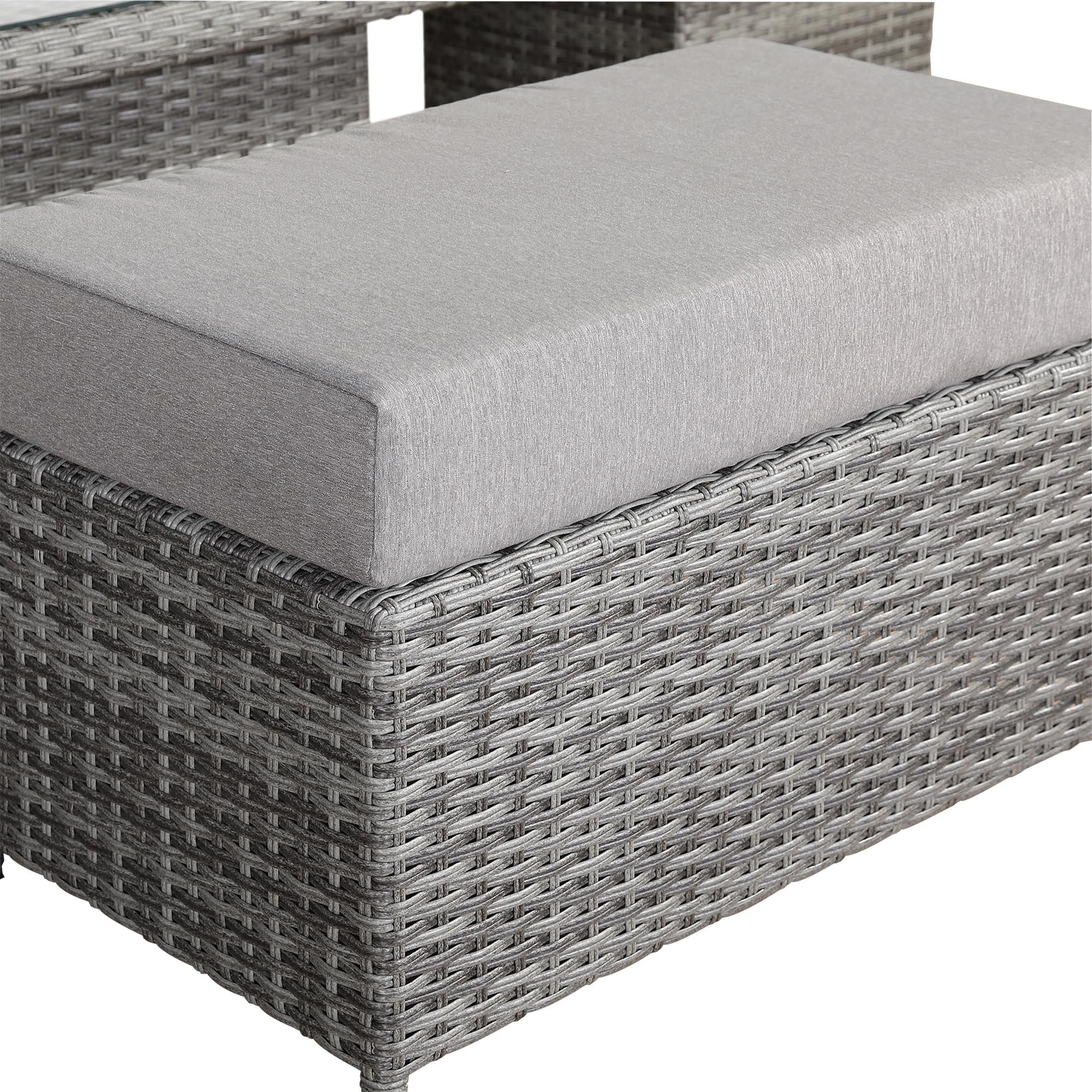 2026 Lorrento Large Corner Dining Set with Rising Table in Grey (Left Hand) - Nimbus Beds