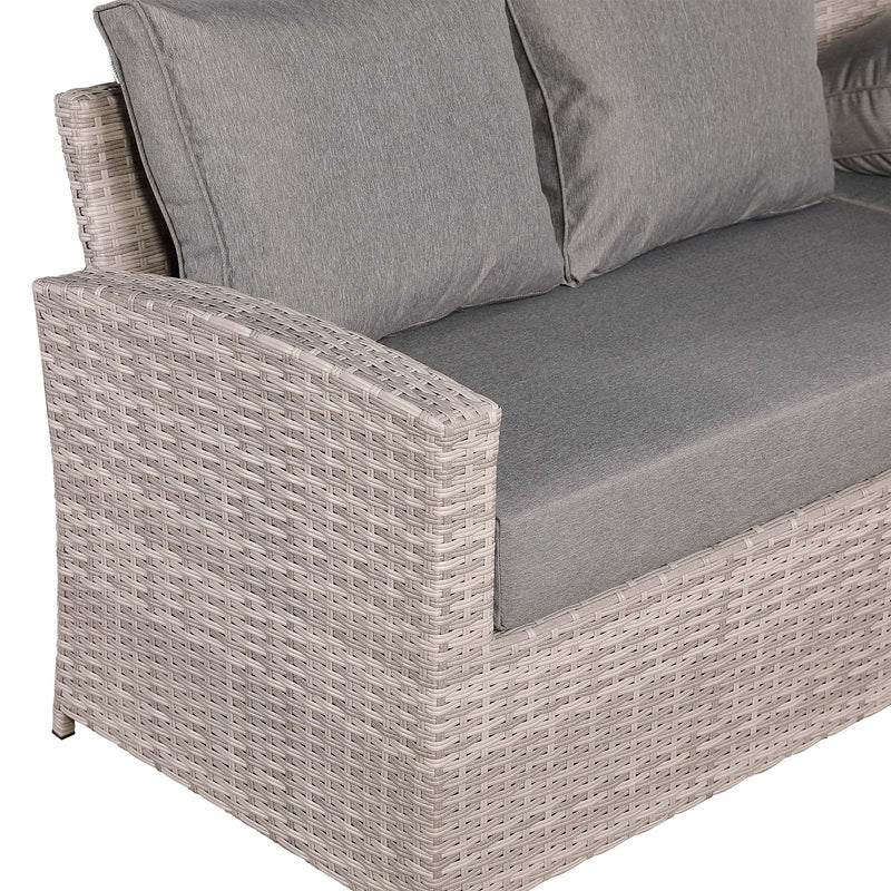 2026 Lorrento Large Corner Dining Set with Rising Table in Beige/Grey (Right Hand) - Nimbus Beds