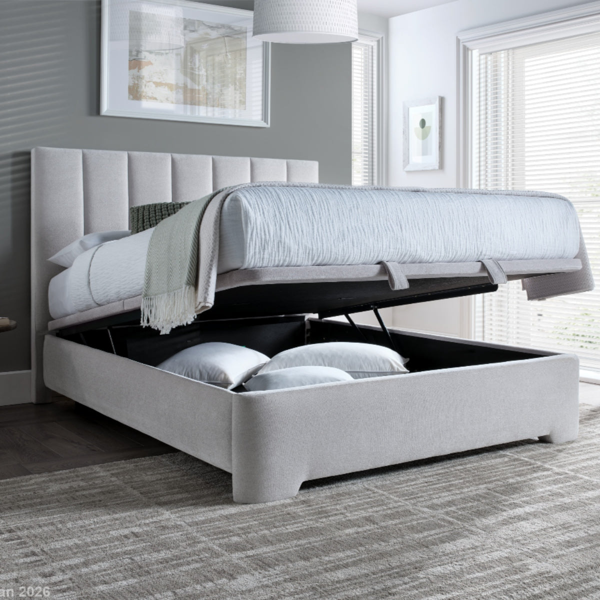 2026 Malcolm Ottoman Storage Bed in Masket Clay