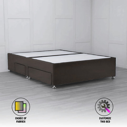 Padded Divan Bed Base 2 Drawers on Same Side - Nimbus Beds