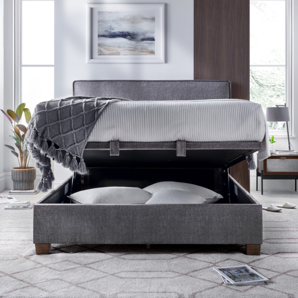 2026 Noreen Ottoman Storage Bed in Grey