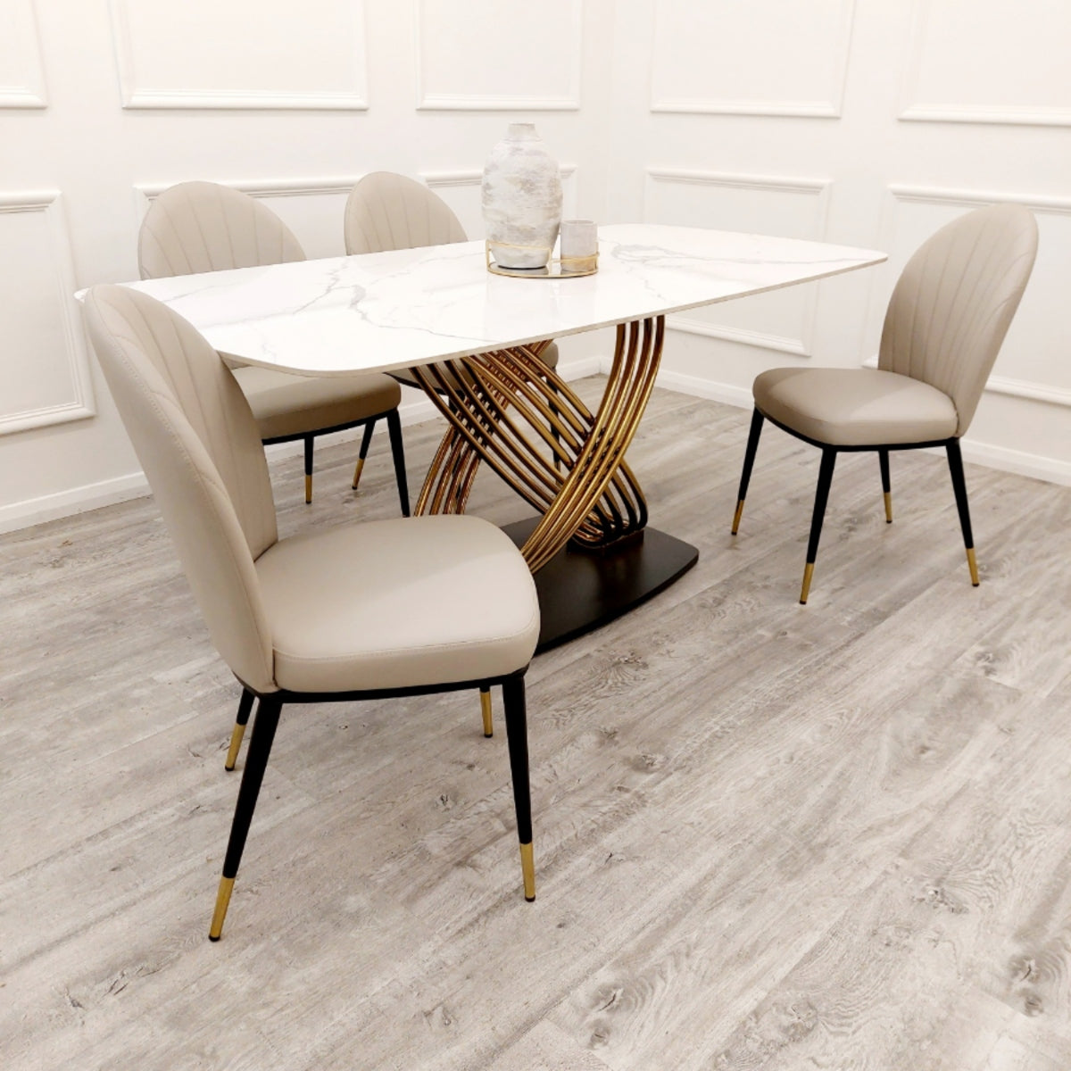 2026 Orion Gold 1.8 Dining Table with Polar White Sintered Stone Top