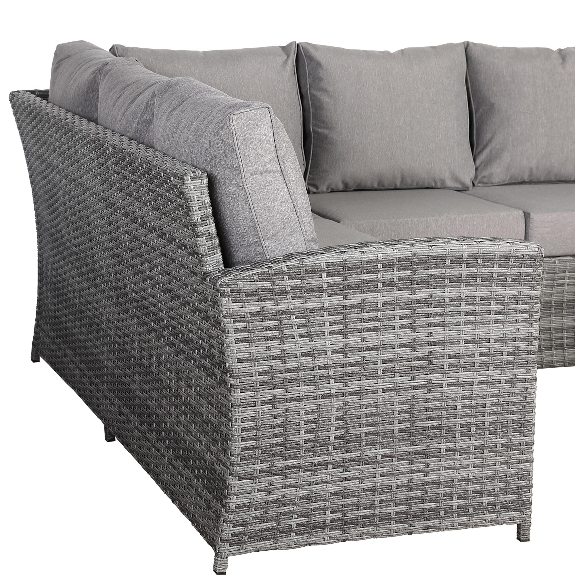 2026 Lorrento Large Corner Dining Set with Rising Table in Grey (Right Hand) - Nimbus Beds