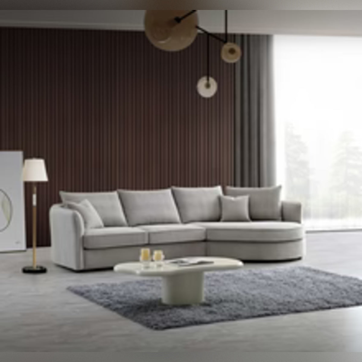 2027 Rubela Corner Chaise Sofa - Pebble  Boucle