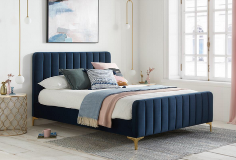 Clyde Bed Frame in Midnight Blue